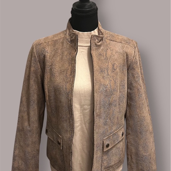 Alfani Jackets & Blazers - Alfani Brown Reptile Print Women’s Leather Jacket Size M
